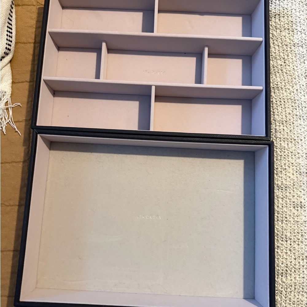 Premium Black Jewelry Organizer Box with light Grey Interior Compartments - Picture 2 of 5